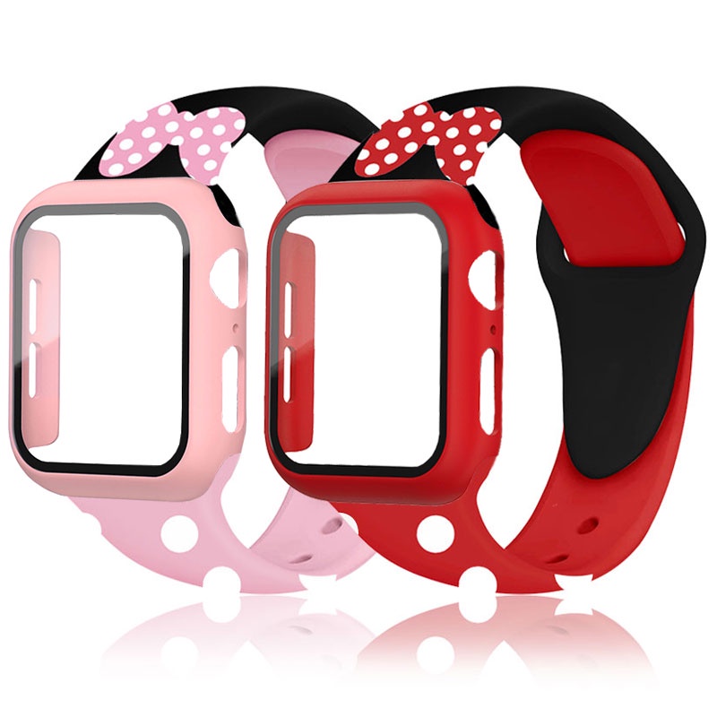 Ốp Dây Đeo Silicon Họa Tiết Hoạt Hình Cho Đồng Hồ Thông Minh Apple Watch 41mm 45mm 44mm 40mm 38mm 42mm Series 7 6 SE 5 4 3