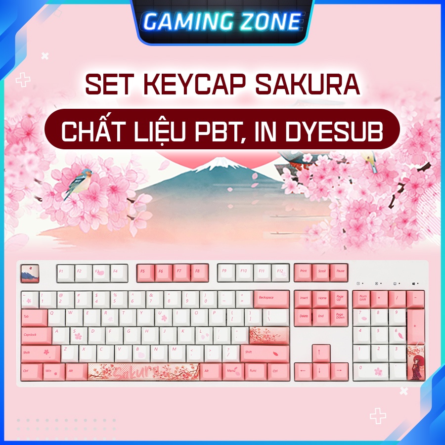 [Mã 252ELSALE hoàn 7% đơn 300K] Keycap bàn phím cơ Sakura Nhật Bản nhựa PBT 110 phím siêu đẹp