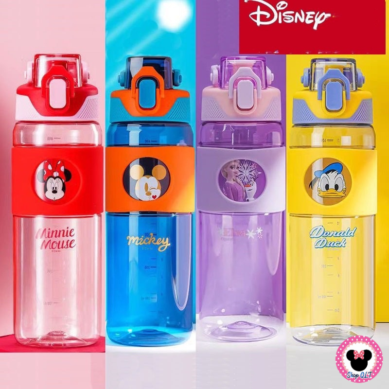Bình nước cho bé Hàng Chính Hãng DISNEY. Đầu uống trực tiếp, ống hút, hình hoạt hình