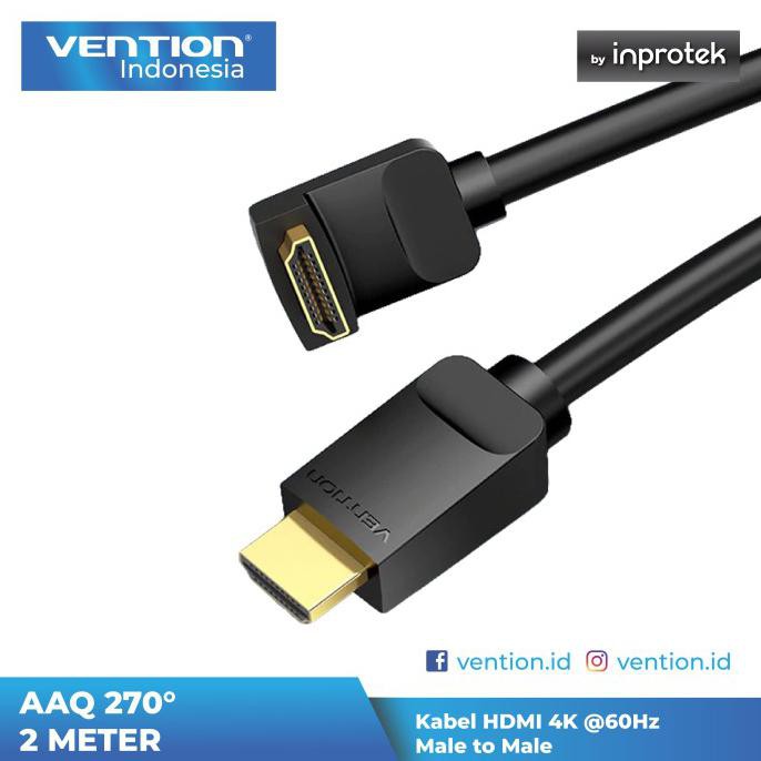Vention Dây Cáp 2m Hdmi V2.0 90 / 270 Độ 4k Tốc Độ Cao 270 Độ Aaq