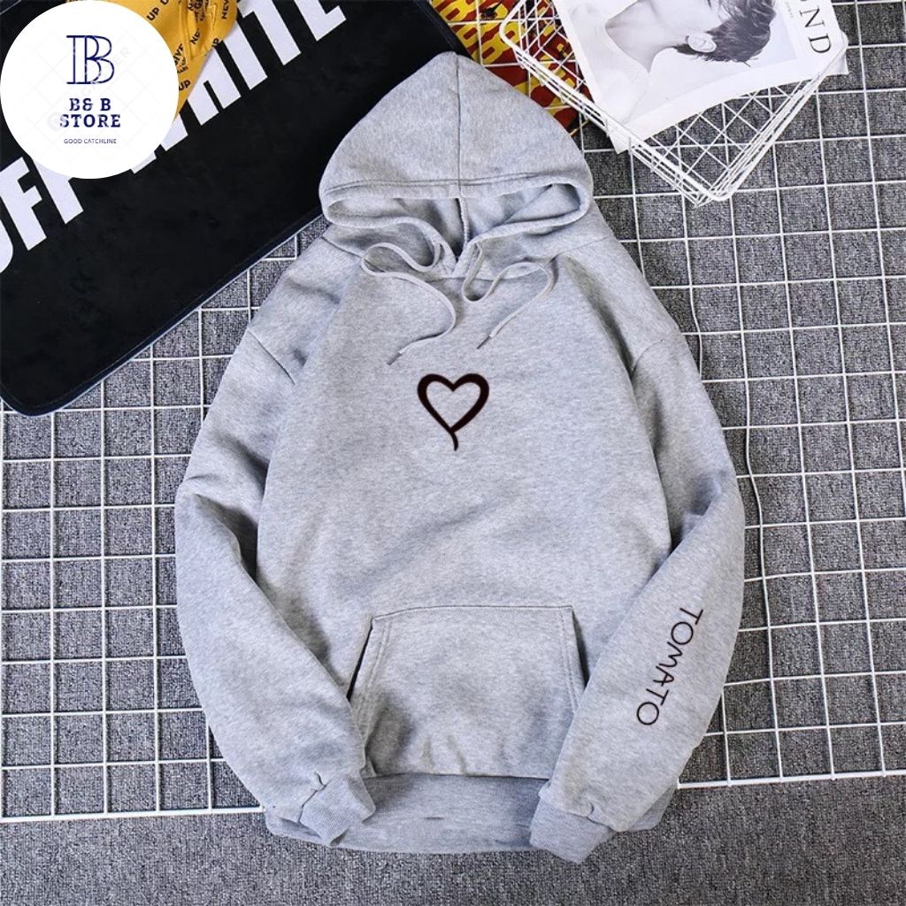 ÁO HOODIE NỈ UNISEX IN TRÁI TYM TOMATO CỰC ĐẸP