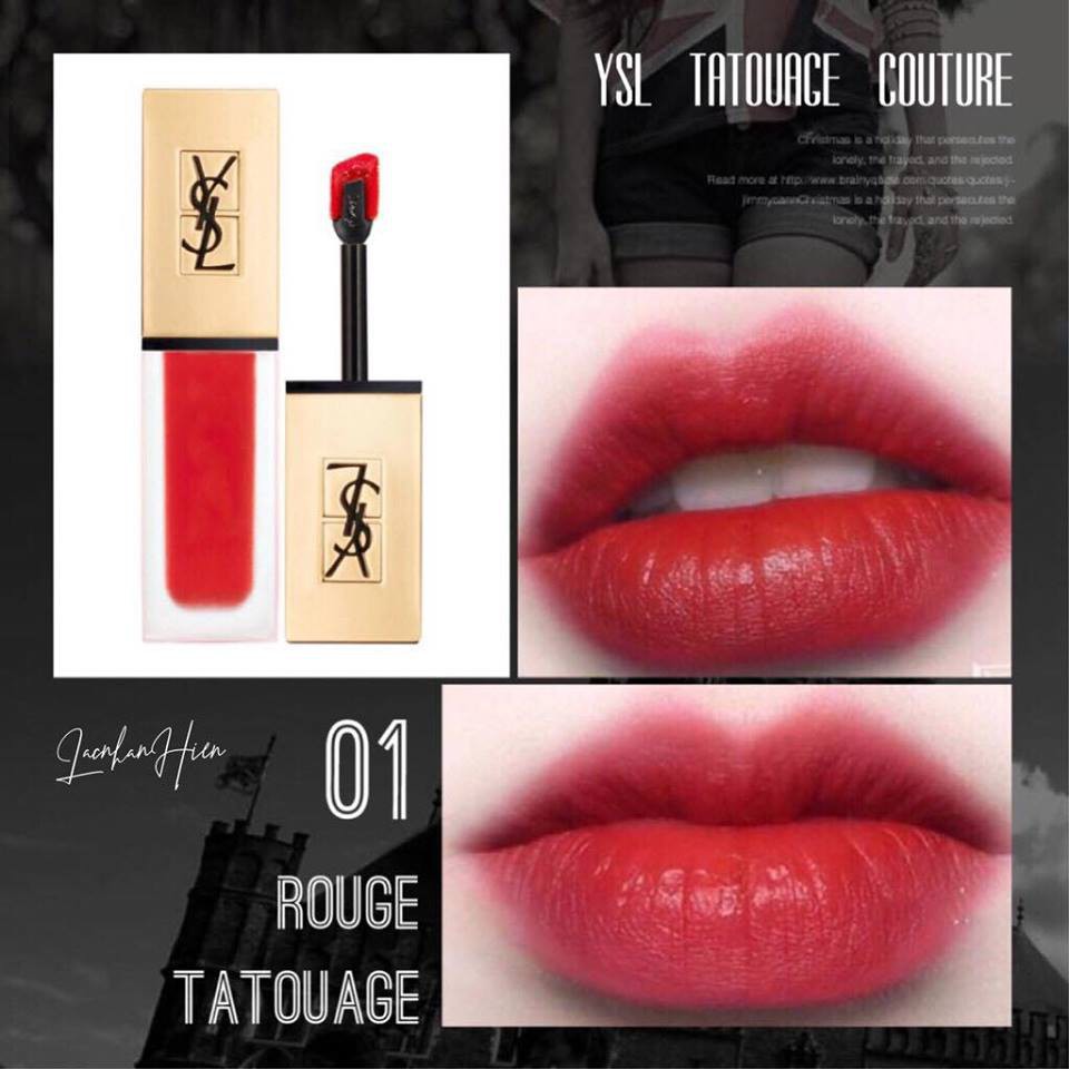 Son Kem Lì YSL Tatouage Couture 01 Đỏ Tươi 3ml