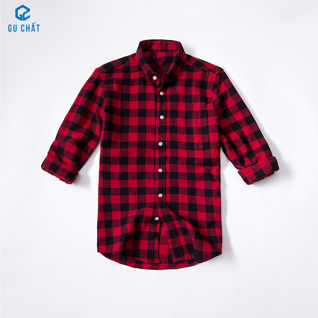 Áo Sơ Mi Nam Dài Tay Kẻ Caro GU CHẤT ,Chất Cotton Mát Mùa Hè GUSM08