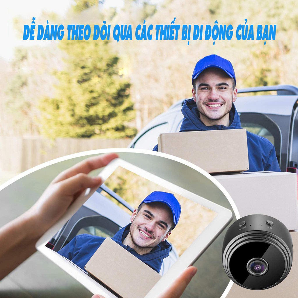 Camera nhỏ A9 HD wifi kết nối với điện thoại từ xa ở bất cứ đâu, có pin, không dây, bảo hành 12 tháng