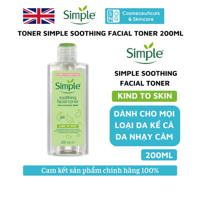 [AUTH] Nước Hoa Hồng Cân Bằng Da Simple Soothing Facial Toner 200ml