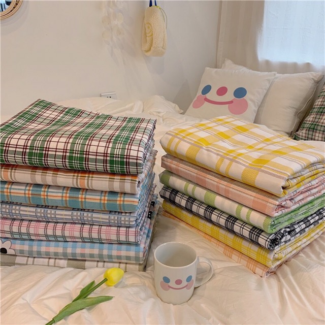 Sét bộ chăn ga gối 4 món poly nhập Các mẫu kẻ( chat chọn mẫu)