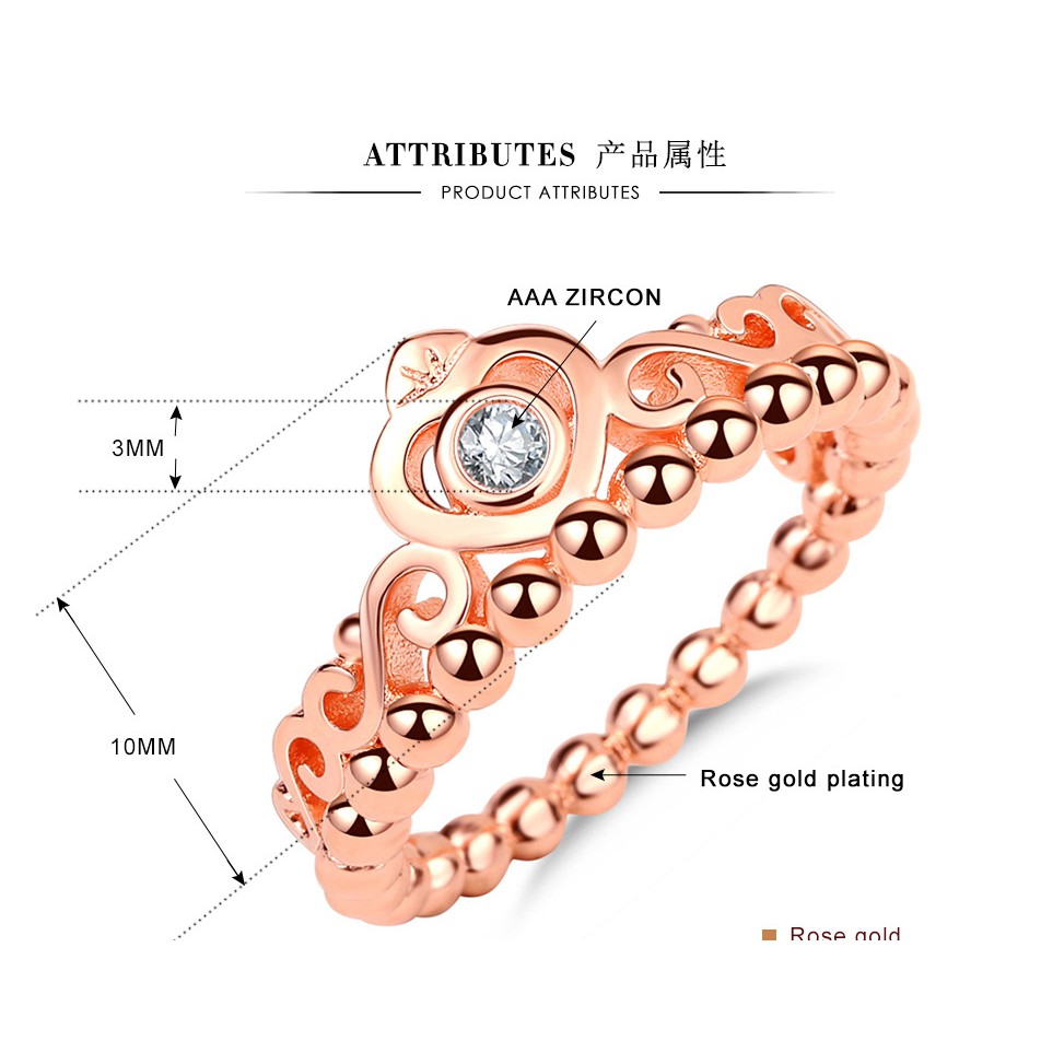 Nhẫn Đeo Tay Hình Vương Miện Mạ Vàng Hồng Dễ Thương