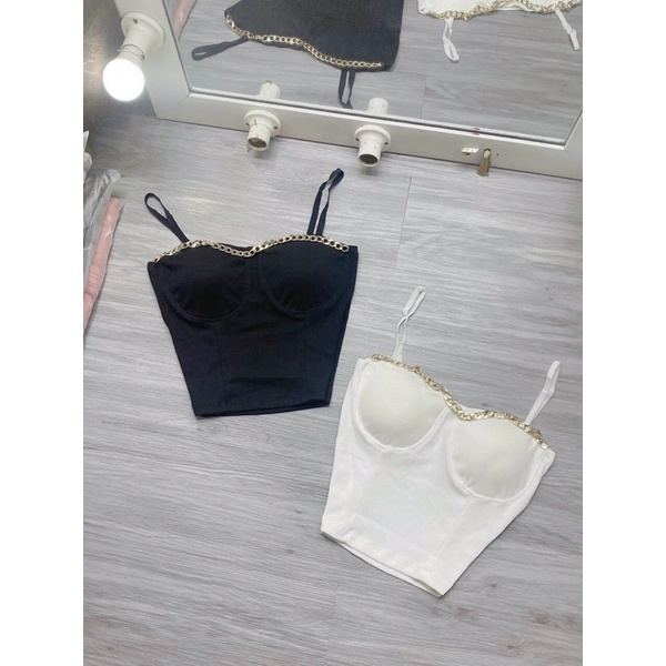 Áo body 2s cúp ngực phối xích vàng (có mút)