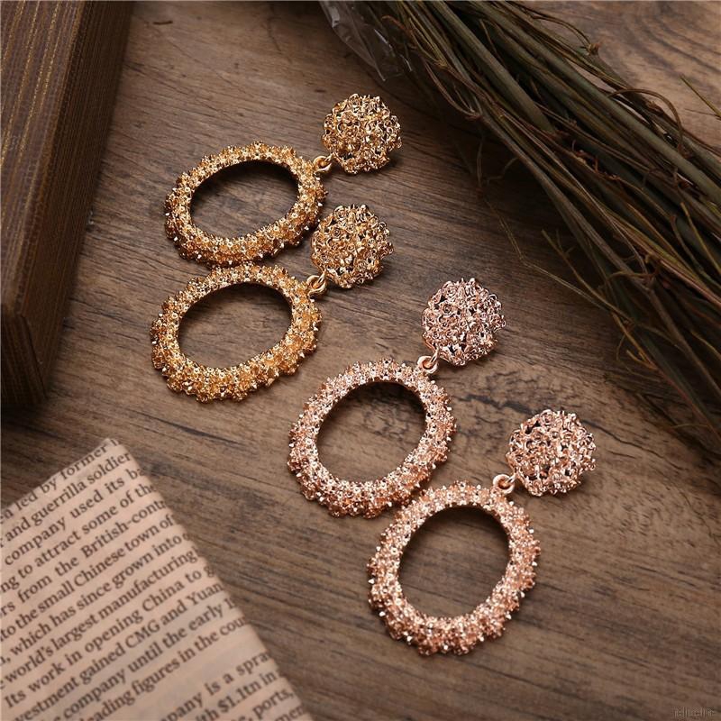 Bông tai kim loại khoét hình oval lớn