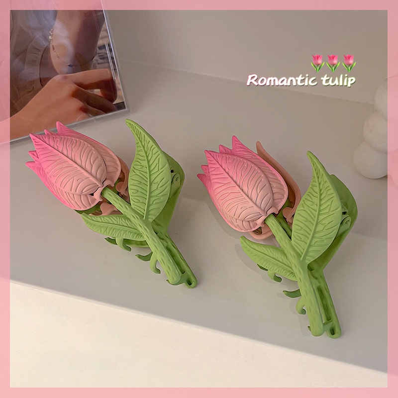 Kẹp Tóc Hình Hoa Tulip Hồng Thời Trang Hàn Quốc Cho Nữ