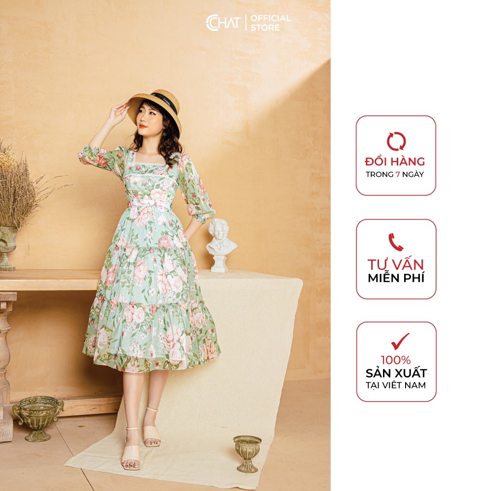 Váy HT cổ nhún xoè tầng CCHAT