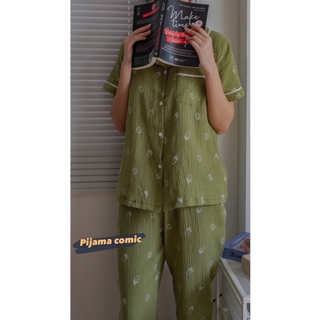 PIJAMAS MUSLIN TAY CỘC QUẦN DÀI COMICHOUSE | BigBuy360 - bigbuy360.vn