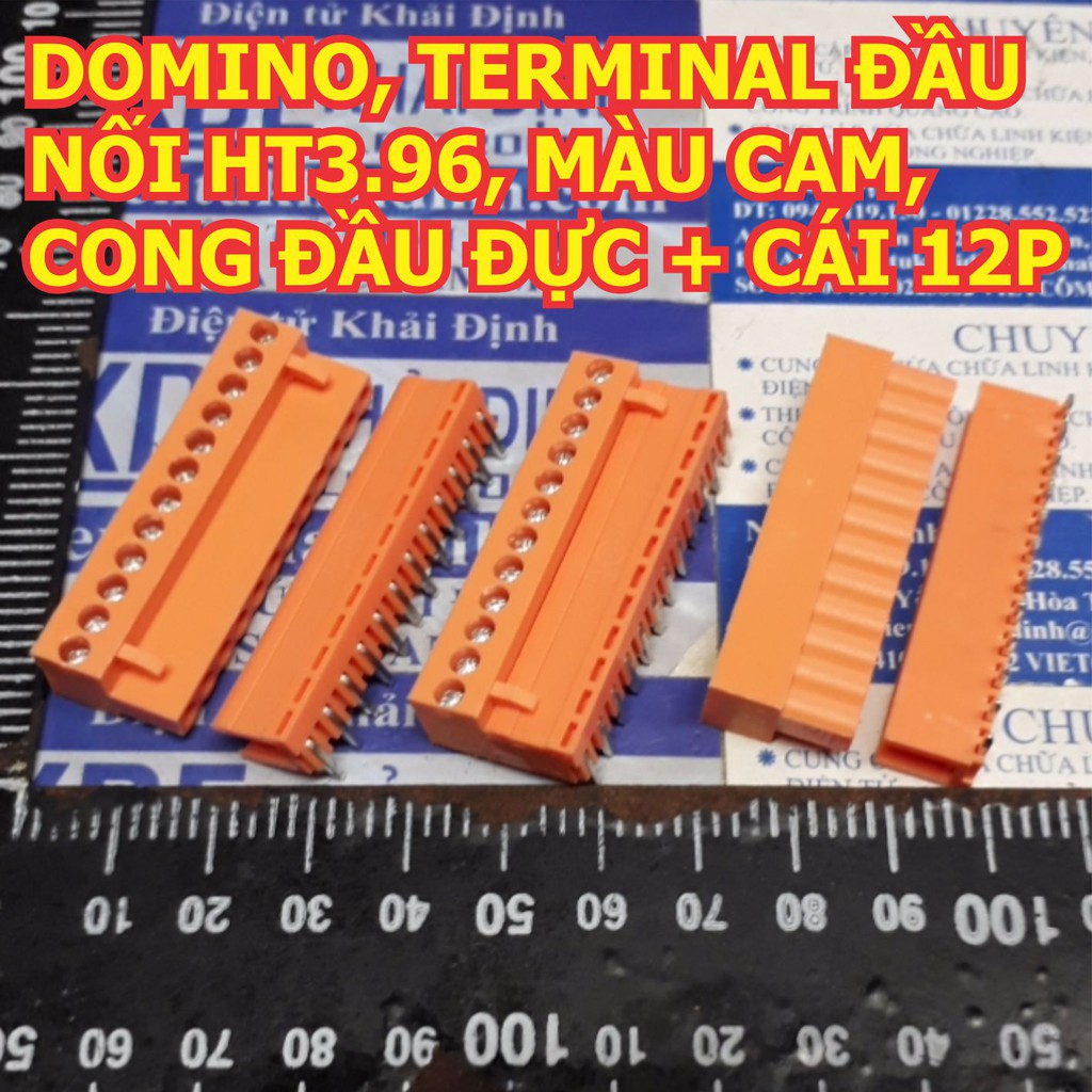 CONNECTOR, DOMINO, ĐẦU NỐI KFHT3.96 HT3.96 3.96MM ĐẦU ĐỰC + CÁI ( cam, chân cong) các loại 2P ~ 12P kde0600