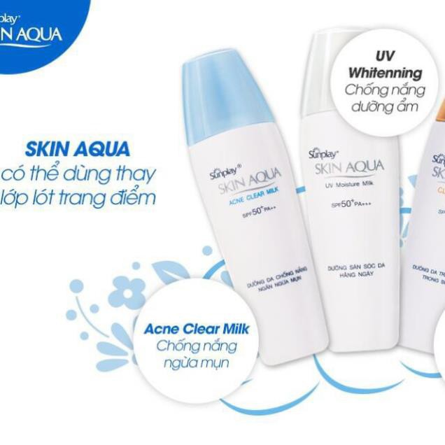 Kem chống nắng dưỡng da ngừa mụn Sunplay Skin Aqua Acne Clear Milk SPF50+, PA++++ [giá sỉ] [Mới 2021]