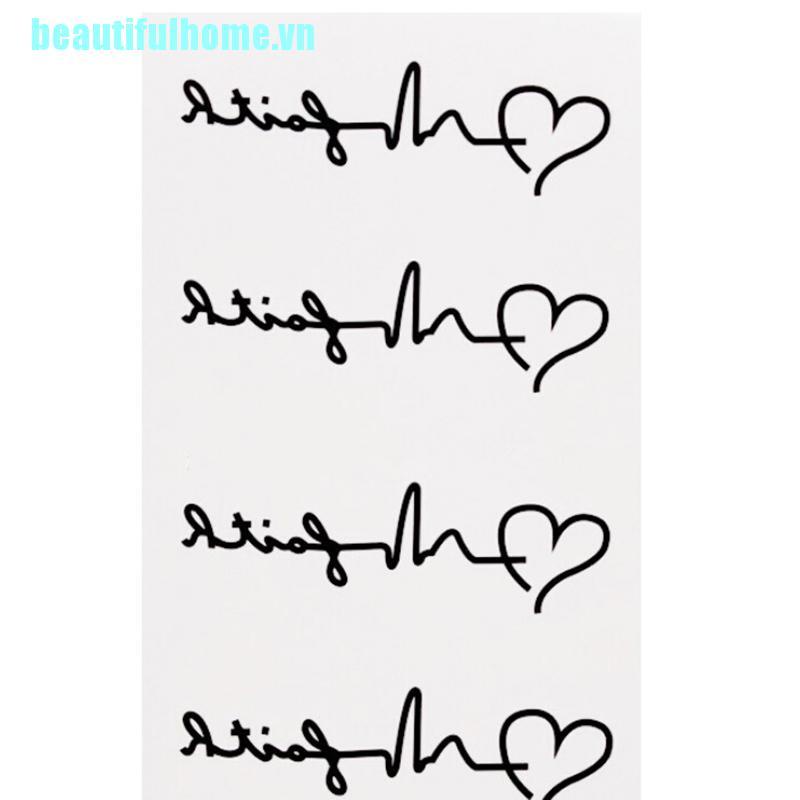 Hình Xăm Dán Chống Thấm Nước Họa Tiết Trái Tim Màu Đen Cá Tính