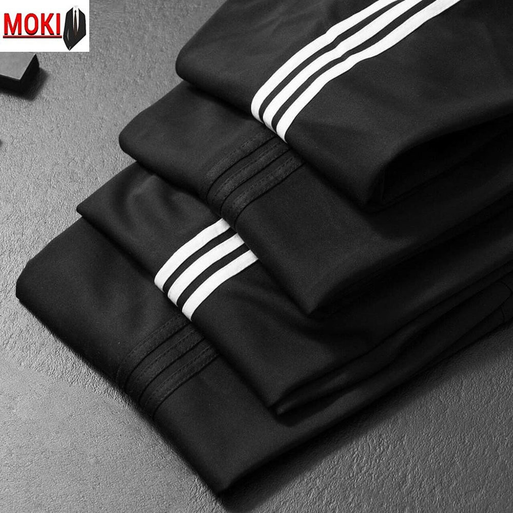 Quần thể thao 3 sọc nam MOKI chất nỉ dày dặn co giãn tốt, ống bo thời trang | BigBuy360 - bigbuy360.vn