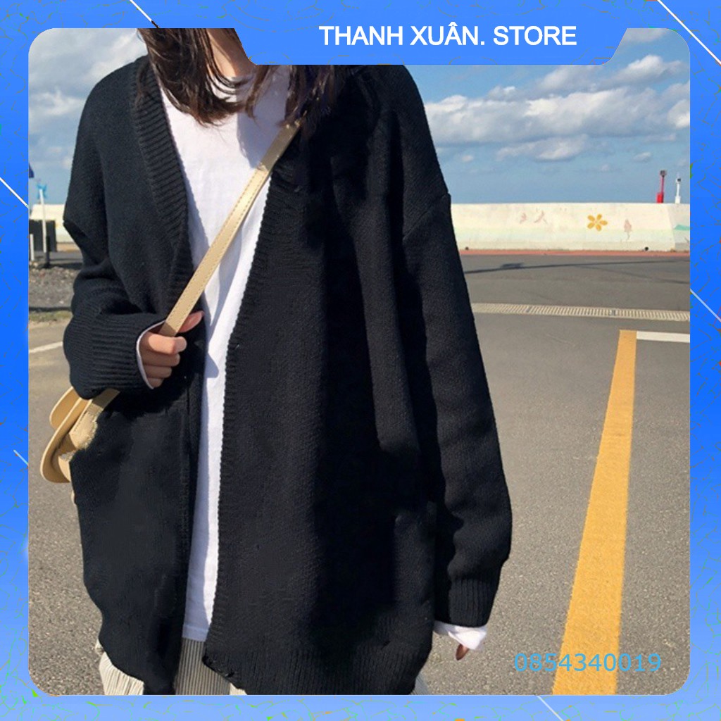 ÁO KHOÁC LEN CADIGAN ĐEN PHA NỈ - ÁO CARDIGAN LEN NỮ BASIC KOREA MÀU ĐEN NAM NỮ UNISEX 👗 💝 - TXShop
