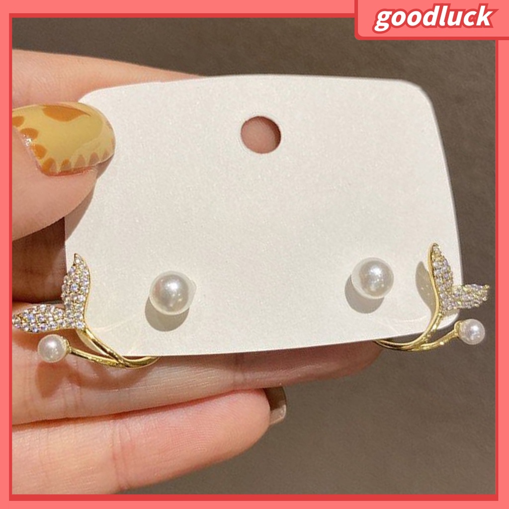Goodluck| 1 Đôi Bông Tai Hình Đuôi Cá Đính Ngọc Trai Giả Thời Trang Dành Cho Nữ