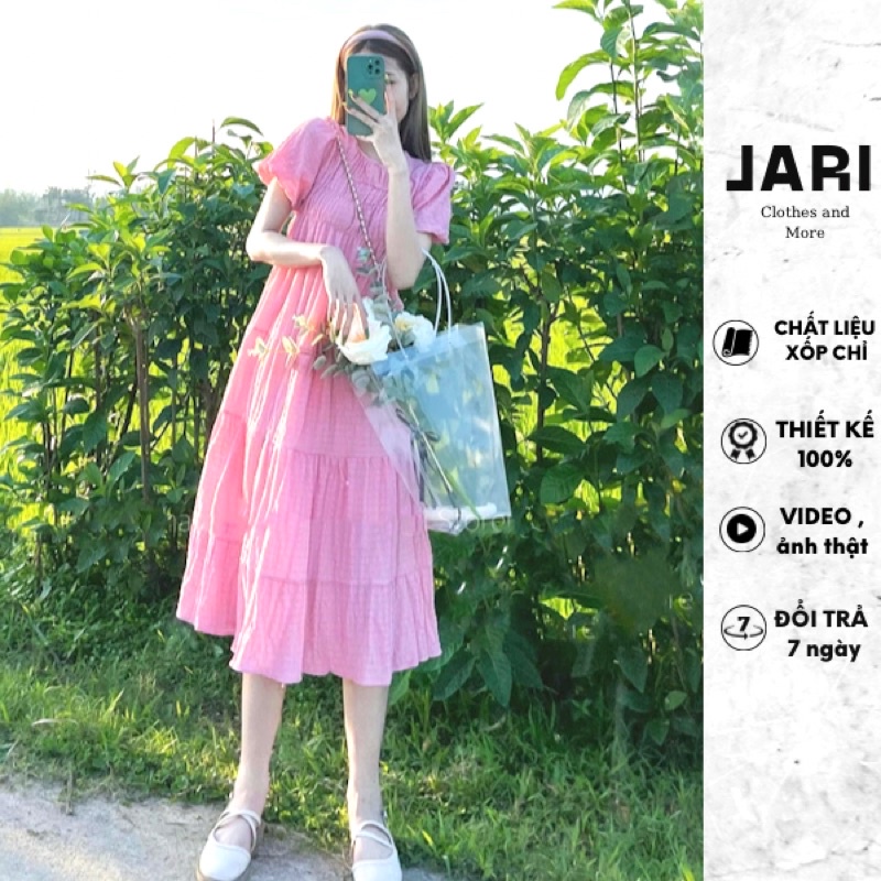 Đầm nữ dáng dài Jari xòe mùa hè đẹp bầu bì bon chen