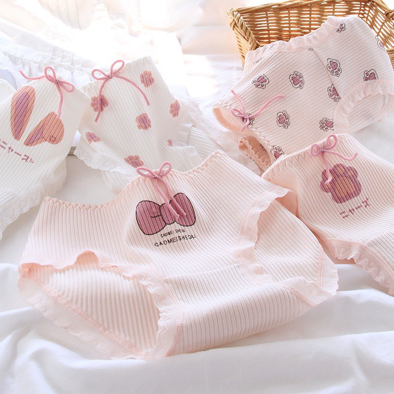 Quần Lót nữ Cotton gân tăm dễ thương cao cấp thoáng mát kháng khuẩn mẫu 3125