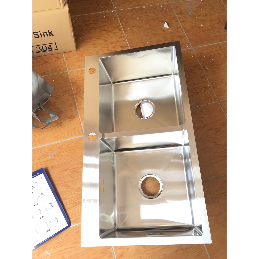 Combo Chậu Rửa Chén Bát INOX SUS 304 N6 7843 ĐÚC NA.GRAND và bộ xả chậu thoát nước XẢ TO 2 LỚP