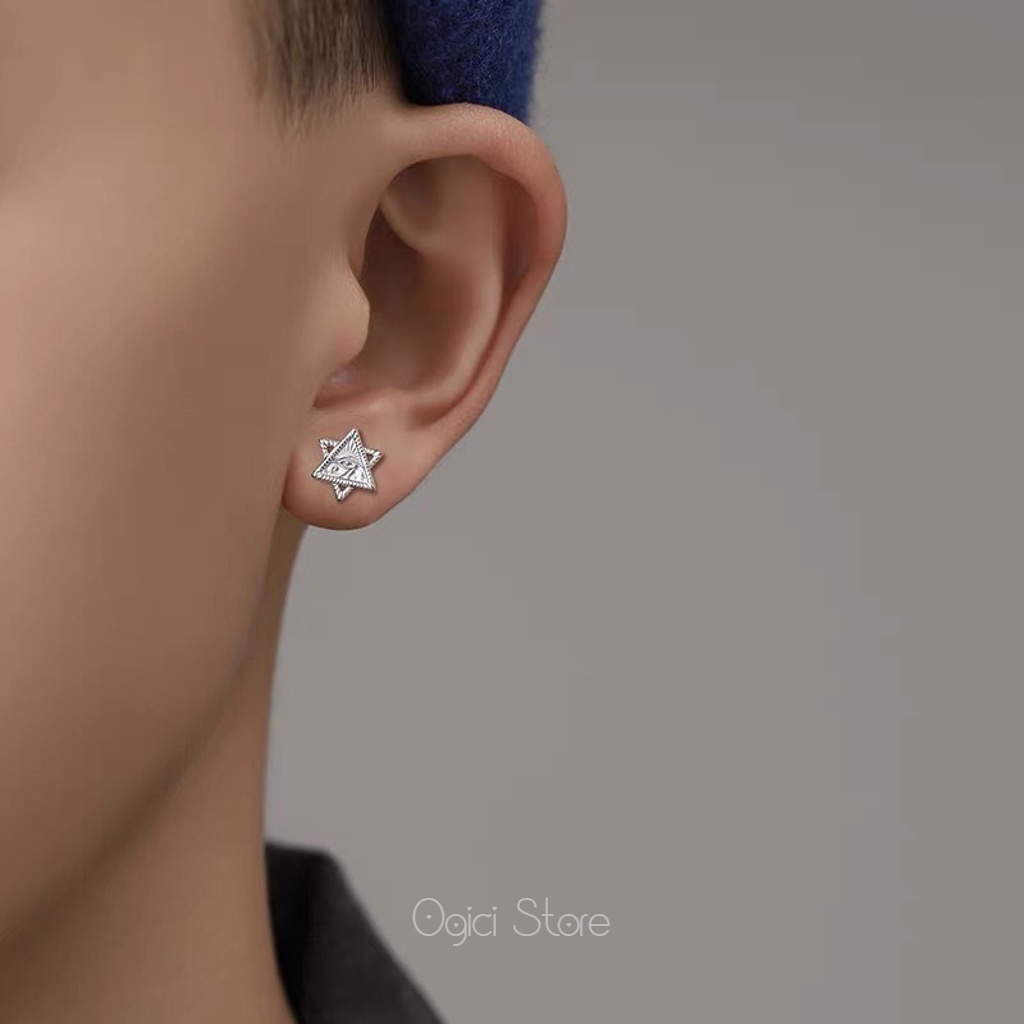 Bông tai , Khuyên tai nam nữ đinh tán hình học họa tiết Eye of Horus cá tính mạnh mẽ, Unisex, 1 chiếc