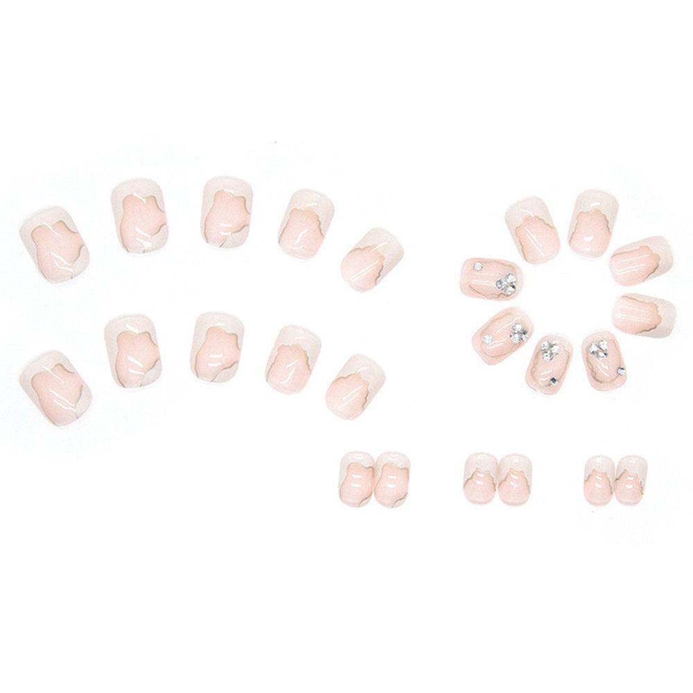 Hộp 24 Móng Tay Giả Ngắn / Tròn / Vuông Có Thể Tháo Rời MIHAN1