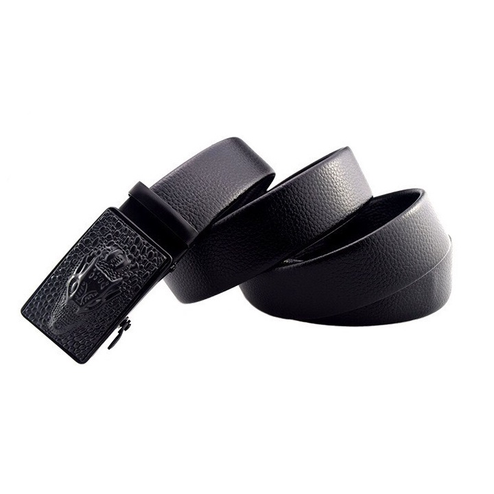 Thắt Lưng Khóa Tự Động Nam Da Bò 2 Lớp Dập Vân Mặt Cá Sấu 3D