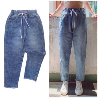 Quần jean baggy ulzzang lưng cao ( lưng thun )