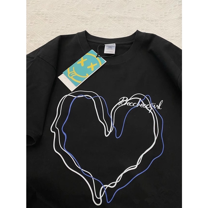 Áo Thun HIIXIIVI T-Shirt Tay Ngắn Cổ Tròn In Hình Hoàng Hôn Thời Trang Mùa Hè Phong Cách Hàn Quốc Dành Cho Nữ 2022
