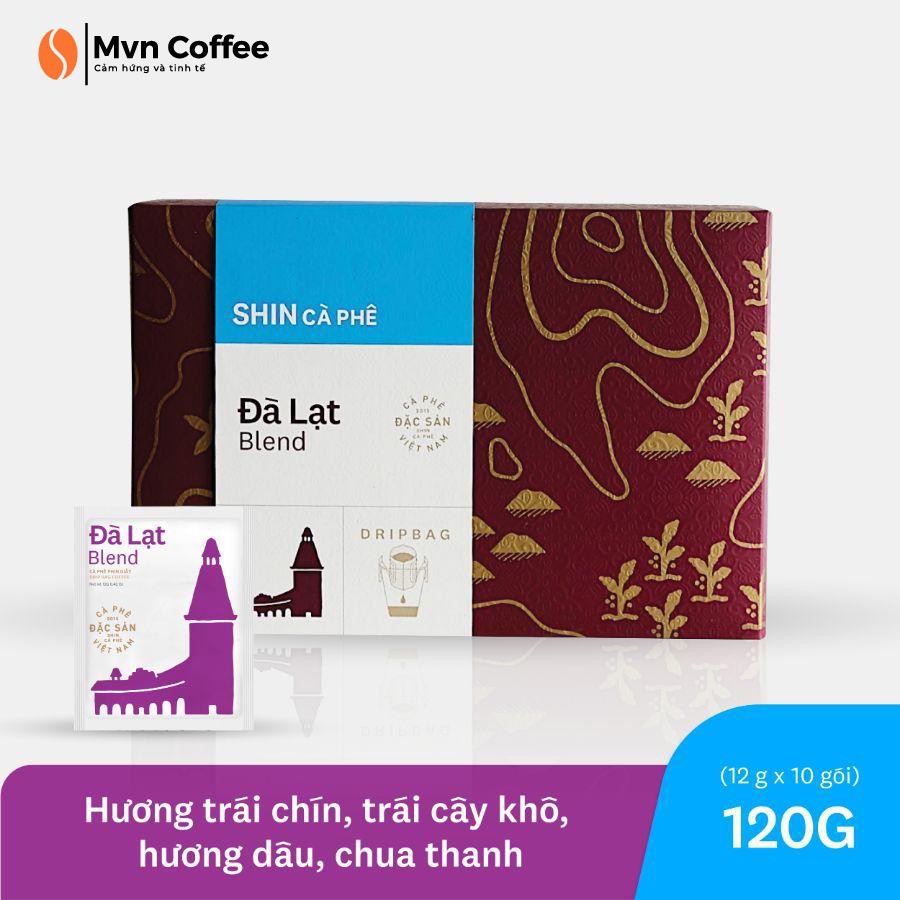 Cà Phê Đặc Sản Phin Giấy tiện lợi 10 gói Shin Cà Phê - DripBag Đà Lạt Blend 120g - Mvn Coffee