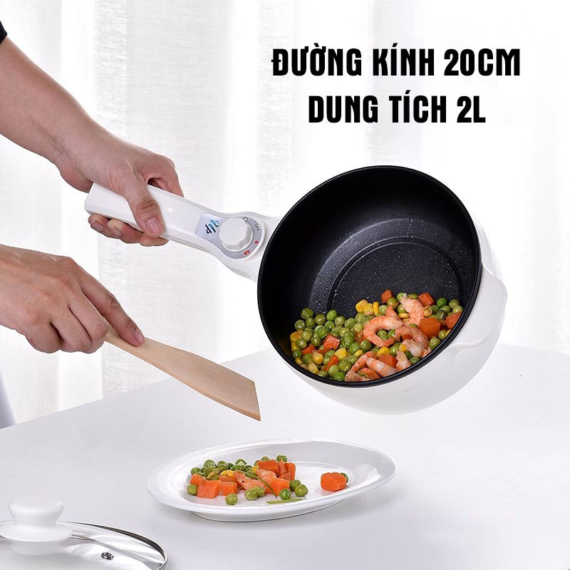 Nồi lẩu mini, nồi lẩu điện đa năng SHANG HOU, công suất 600W, tặng kèm vỉ hấp - BH 12 THÁNG