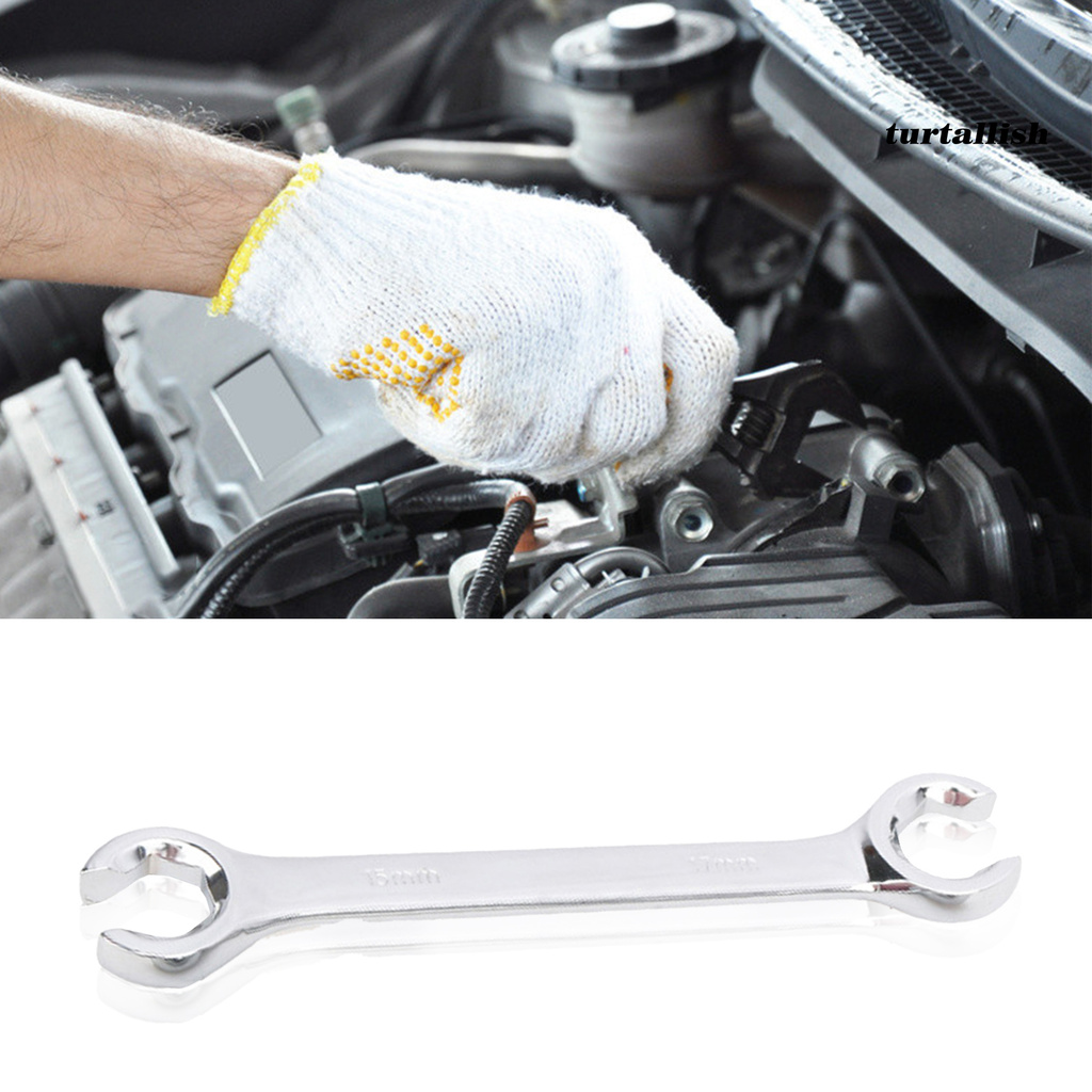 TURTALLISH 3Pcs Wrench Opened Ends High Torque Chromium Vanadium Steel Professional Oil Tube Dual-head Spanner for Vehicle Maintenance