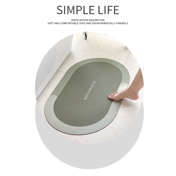 Thảm lau chân siêu thấm nước Silicon 40-60cm, Thảm chùi chân phòng tắm đế cao su chống trượt siêu dày