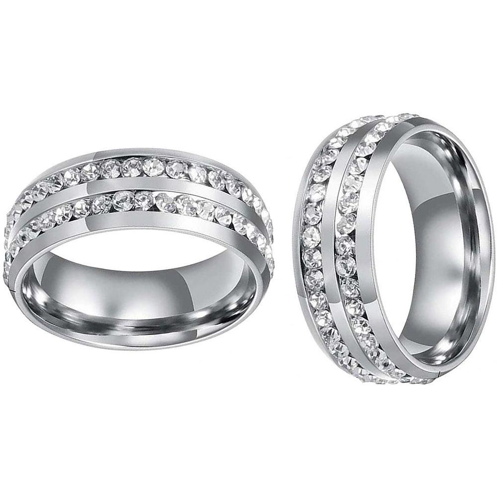 Nhẫn Mạ Thép Không Gỉ Đính Đá Zircon Đơn Giản Thời Trang Phong Cách Âu Mỹ|Nhẫn / Nhiều Màu