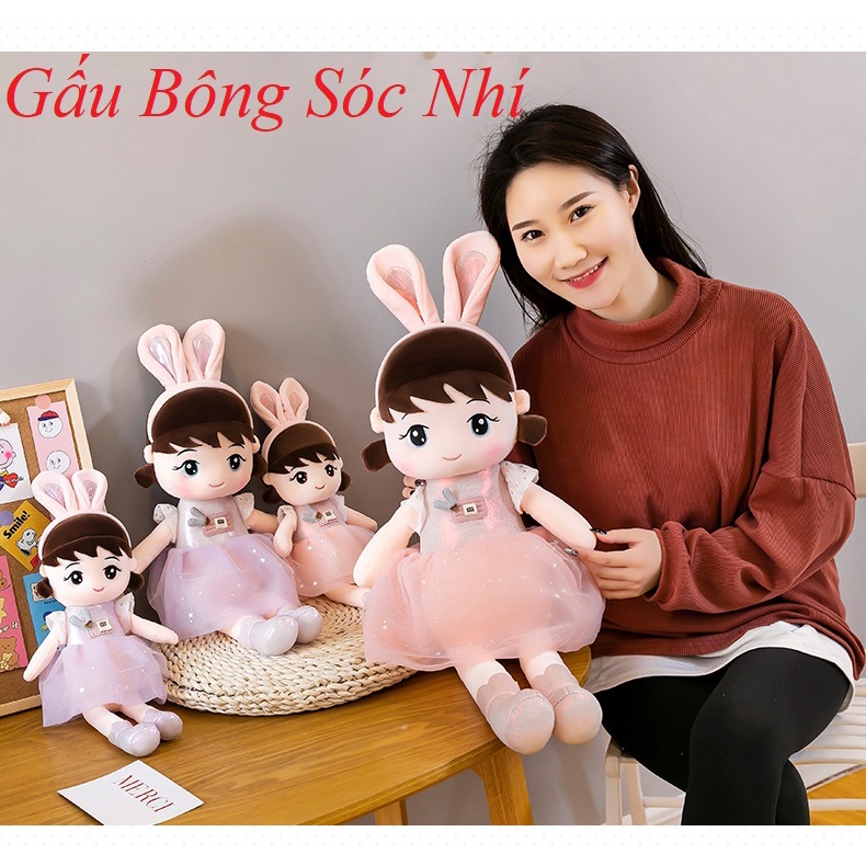 Gấu Bông Búp Bê Tai Thỏ Hàng Cao Cấp Quà Tặng Dễ Thương Cho Bé FREESHIP Tặng kèm đai kháng lực tập thể dục