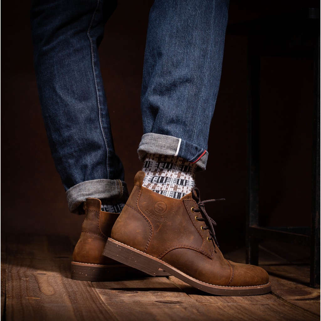 GIÀY DA NAM STEELER - CHUKKA HUNTER NÂU SÁP | BigBuy360 - bigbuy360.vn