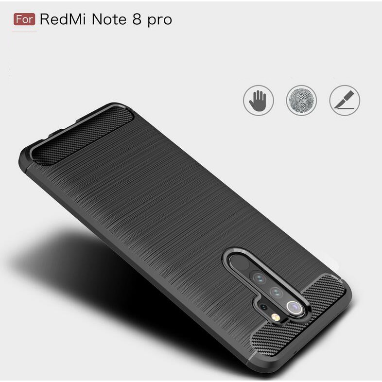 Ốp điện thoại kết cấu sợi carbon mềm màu nhám độc đáo cho Xiaomi Redmi Note 8 Pro