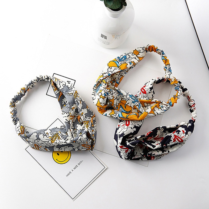 Băng Đô Chiffon Co Giãn In Họa Tiết Chữ Thập Phong Cách Thể Thao Cho Nữ