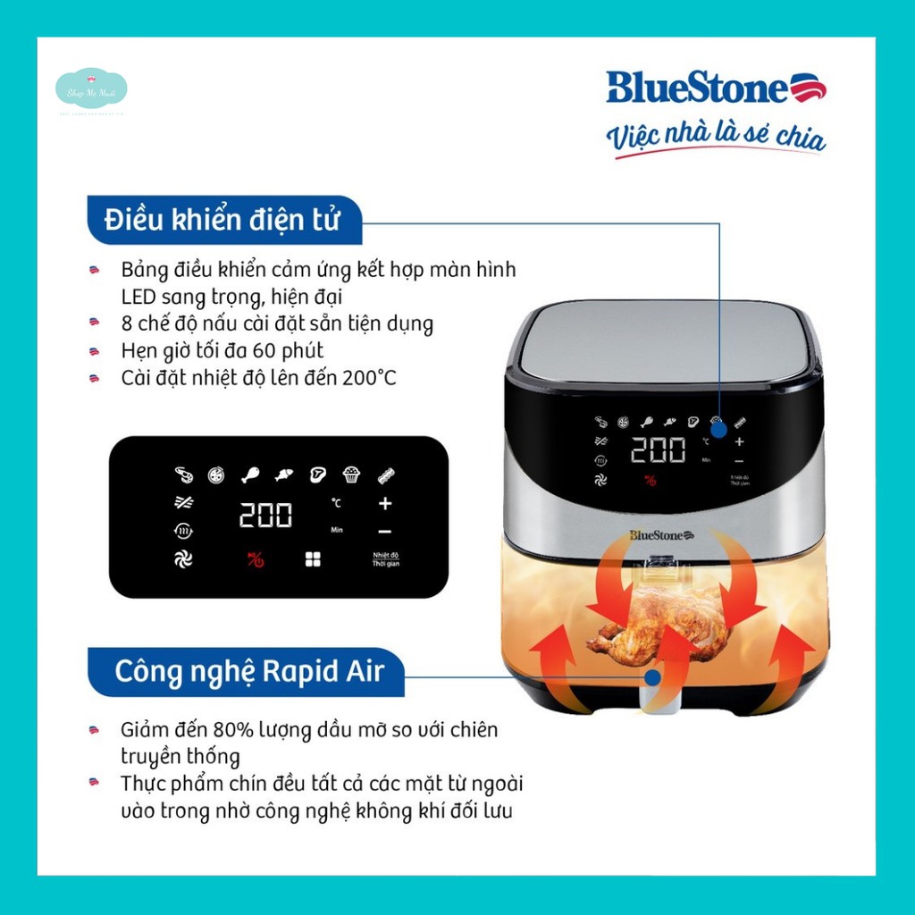Nồi Chiên Không Dầu Điện Tử BlueStone AFB-5880