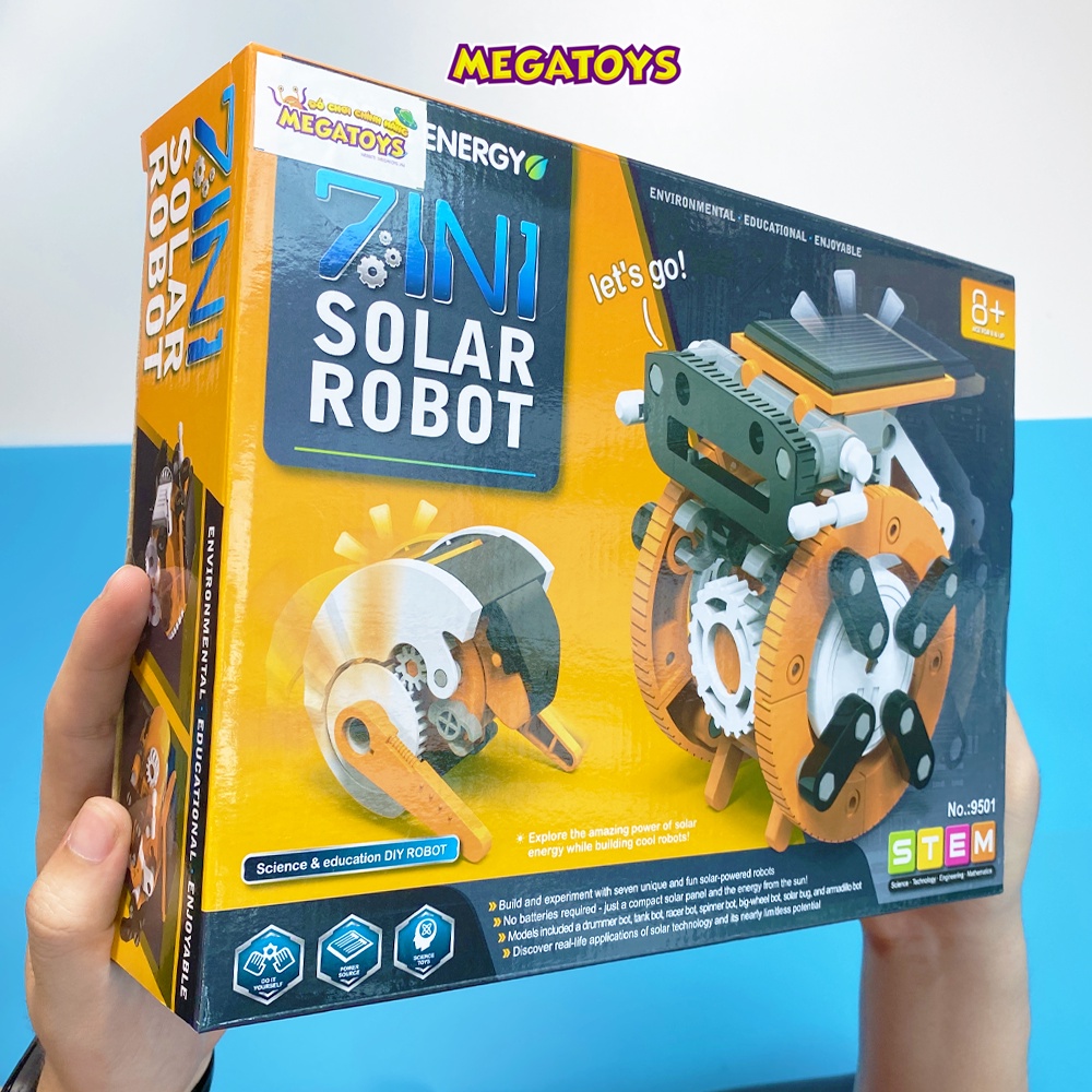 Đồ chơi giáo dục STEM - Lắp ráp 7 loại robot chạy bằng năng lượng mặt trời 9501  - MGT