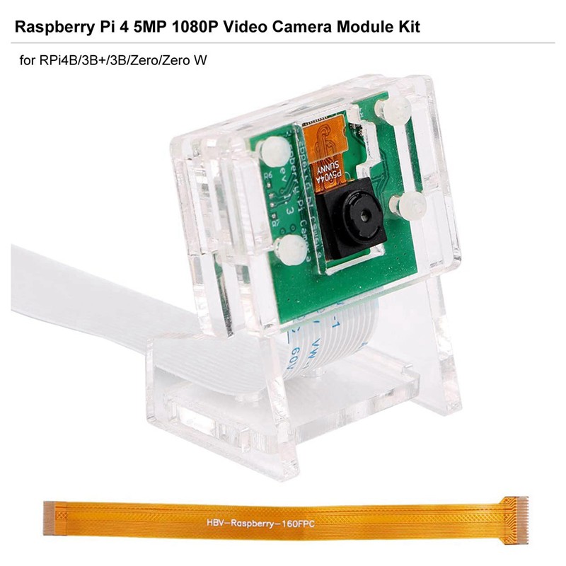 FS Webcam 5mp 1080p + Giá Đỡ Trong Suốt Cho Raspberry Pi 4 / 3b + / 3b / 2b / Zero