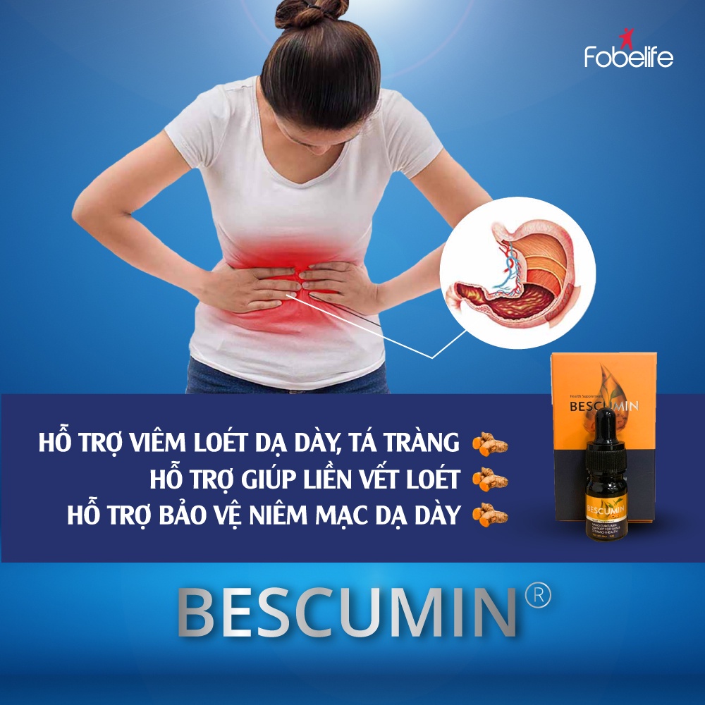 ( Hàng Móp ) Tinh Chất Nano Nghệ Làm Lành Vết Loét Dạ Dày Giúp Bảo Vệ Niêm Mạc BESCUMIN- Chai / 5ml