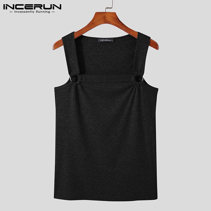 Áo sát nách INCERUN không tay dáng ôm màu trơn thời trang mùa hè cho nam