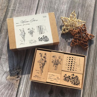 Bộ dấu gỗ hoa - wooden stamp