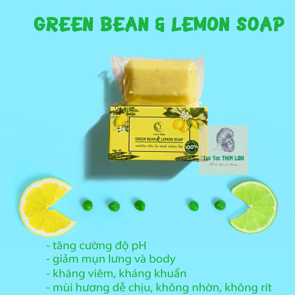 Xà Phòng 100% Protein Đậu Xanh Và Chiết Xuất Từ Chanh "Care Skin" - Thái Lan - 100g [Green Bean & Lemon Soap] | BigBuy360 - bigbuy360.vn
