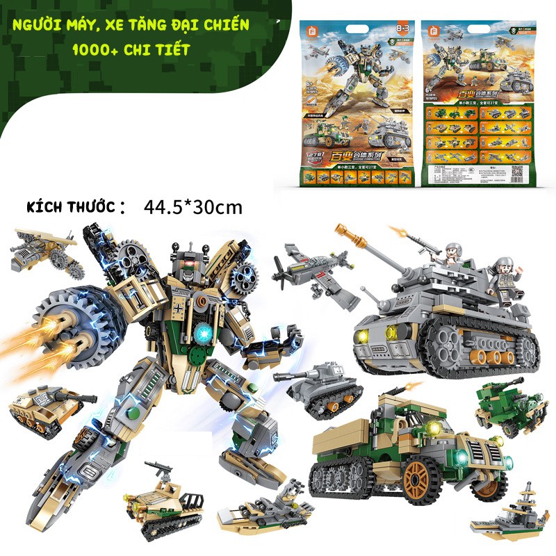 Bộ đồ chơi lego Xe Tăng, Lego người máy biến hình , Mô hình lắp ghép lego ROBOT cho bé trai