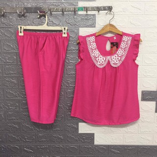 Trơn cổ Ren Đồ bộ mặc nhà Lụa phối Tầm Ý Big Size ShopThanhThanh