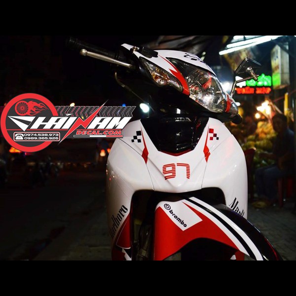 Tem Trùm Wave Trắng Đỏ Racingboy