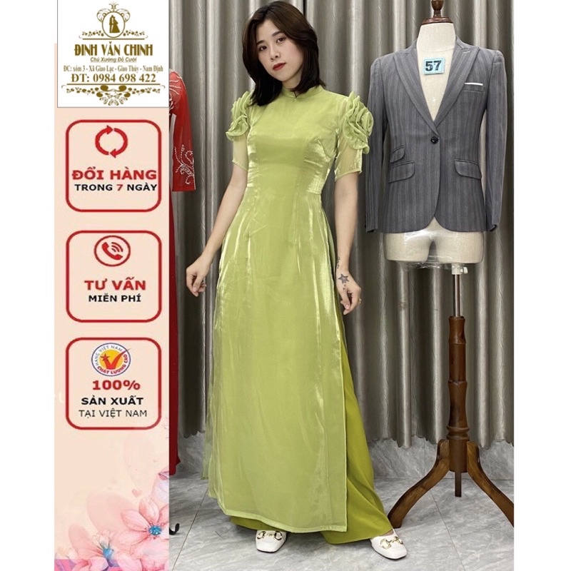 Áo dài cao cấp thiết kế_tơ sống lót lụa hoa nổi